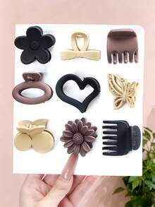 1/4/9pcs/Set Morandi Color Mini Hair Claw Clips, Simple Hair Accessories - Suitable For Girls And Women, Perfect For Daily Wear, Travel, Vacation, Party, Back To School Season - Multicolor - View 5