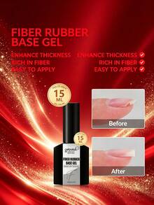 GELPOLISH 15ML Fiber Nail Repair Gel For Broken Nails, Fiber Rubber Base Gel Transparent Nail Repair Gel, Gel Nail Strengthener For Thin Nail Extend Short Nails - Clear - View 2