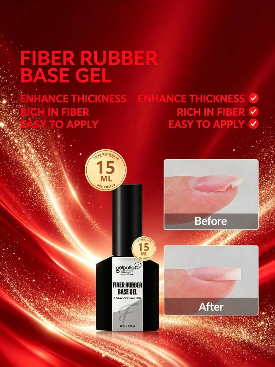GELPOLISH 15ML Fiber Nail Repair Gel For Broken Nails, Fiber Rubber Base Gel Transparent Nail Repair Gel, Gel Nail Strengthener For Thin Nail Extend Short Nails