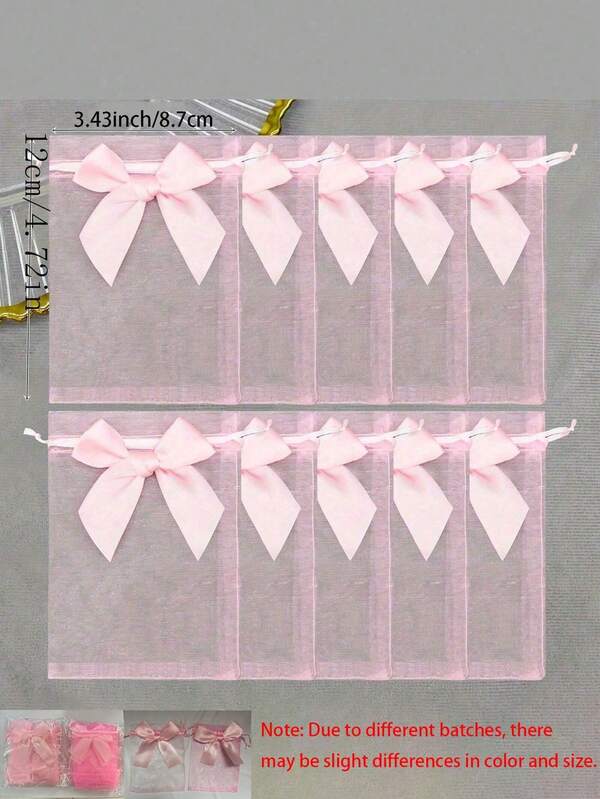 30/20pcs Kantong Organza Transparan Warna Pink dengan Pita, Cocok untuk Kantong Penyimpanan Perhiasan, Kantong Serut Mini Motif Mawar, Kantong Hadiah Pernikahan, Kantong Hadiah Ucapan Terima Kasih, Hadiah untuk Pengiring Pengantin, Kantong Permen Pesta Wisuda, Suvenir Pesta, Kantong Organza Natal, Kantong Hadiah Halloween
