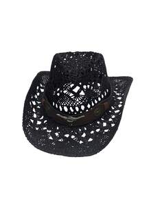 1pc Unisex Western Cowboy Straw Hat, Woven Sun Hat For Spring/Summer Travel, Beach, Casual Sun Protection (If The Brim Is Deformed Upon Receipt, Please Manually Adjust It Back) - MZ3056+ML02 - View 18
