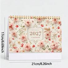 1 Stück Frischer Blumen 2D Cover 2027 Tischkalender, geeignet für tägliches Büro, Schule, Unternehmen, hilft Ihnen bei der Zeitplanung und Monatsplanung. Exquisites Design, 12 Monate klar dargestellt von Januar bis Dezember, begleitet Sie durch jeden schönen Moment, ein durchdachter kleiner Helfer für die Planung von Leben und Arbeit. - Tischkalender - Übersicht 9