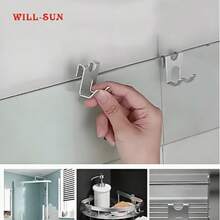 1/4pcs No-Drill Iron Hooks, No-Damage Adhesive Over Door Back Rack, Universal For Bathroom, Kitchen, Cabinet, Hang Towels, Clothes, Bath Balls, Razors, Space-Saving Storage Hooks, Multi-Purpose Removable Adhesive Wall Door Hanger Organizer - View 9