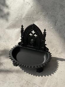1pc Halloween Gothic Arch Church Skull Jewelry Storage Tray, Dark Aesthetic Carved Spire Detail Accessory Dish, Vintage Gothic Style Ring & Earring Holder, Suitable For Vanity, Entrance, Gothic Room And Halloween Decor - Multicolor - View 5