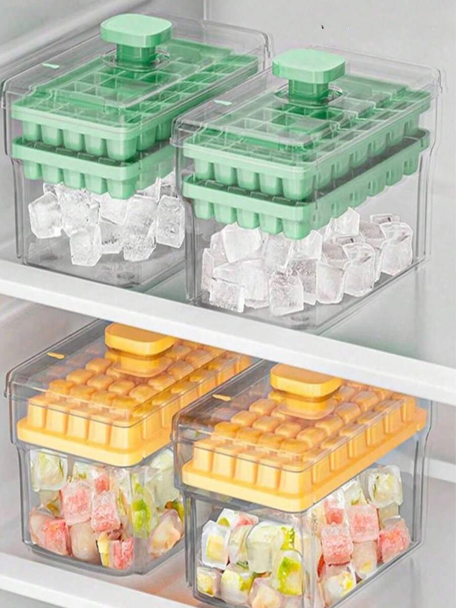 Press-Type Ice Cube Mold With Ice Cube Storage Box