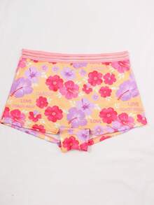 Dircho 1pc Fall Clothes Floral Print Boxer Briefs, Back To School Aesthetic Panties, Comfy Soft Casual Underwear, Girl's Cute Boxer Shorts - Multicolor - View 2