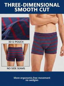 Norcotton 1pc Men's Mid-Waist Striped Boxer Briefs Men's Underwear - Multicolor - View 3