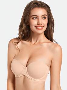 MELENECA Heavy Padded Push Up With Lift Multiway Underwire Strapless Bra For Women - Apricot - View 8