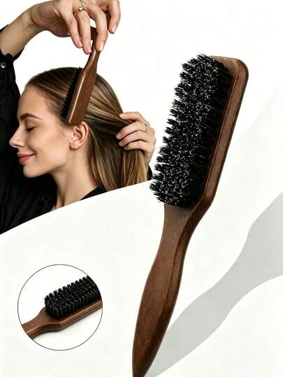 1pc Unisex Sideburn Comb/Beard Brush, Fragrance-Free Professional Styling Comb, Medium Stiffness Smooth Comb, Hair Cleaning Brush, Tames Frizzy Hair, Edge Control Comb With Wide Tail For Backcombing And Detangling, Convenient For Parting, Styling, Polishing And Smoothing Hair, Creates Smooth Frizz-Free Hairstyle, Suitable For Men And Women, Recommended As Christmas Gift