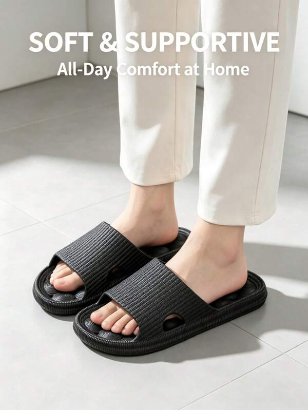 Shower Slippers Black Sandals Unisex Slippers Women's Black Sandals Women's Jelly Sandals Beach Essentials Travel Essentials Cruise Essentials Vacation Essentials Men's Sandals Men's Slippers Black Shoes Clogs Bathroom Suitable For Beach Indoor EVA Material
