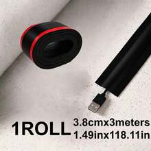 Saluran Kabel Lantai PVC 1/3 Meter, Penutup Kabel Lantai Lunak, Penyembunyi Kabel, Pelindung Manajemen Kabel Lantai, Dapat Dipotong, Isolasi Tahan Api, Perekat Kuat - A - View 10