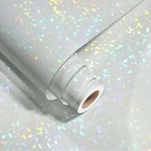 1 Roll Self-Adhesive Cold Laminating Film, Holographic Sticker Self-Adhesive Overlay Film, Transparent Cold Press Vinyl Craft Film, No Heating Or Laminating Machine Required, Suitable For School And Office, Handmade DIY - Crushed Gemstone - View 2
