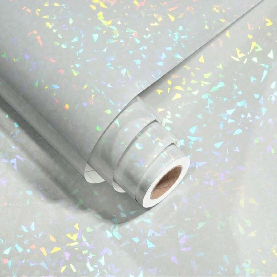 1 Roll Self-Adhesive Cold Laminating Film, Holographic Sticker Self-Adhesive Overlay Film, Transparent Cold Press Vinyl Craft Film, No Heating Or Laminating Machine Required, Suitable For School And Office, Handmade DIY