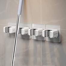 3pcs No-Drill Wall-Mounted Mop And Broom Holder - Strong Plastic Mop Storage Clip And Broom Hook, Space-Saving Vertical Storage, Suitable For Home, Kitchen, Multi-Purpose Hook - A - View 5