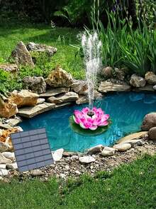 1pc Solar Powered Lotus Fountain Combination Design (No Light), Solar Fountain Bird Bath Pump, Garden Decor, Pond, Swimming Pool, Christmas Halloween Outdoor Decoration - Multicolor - View 6