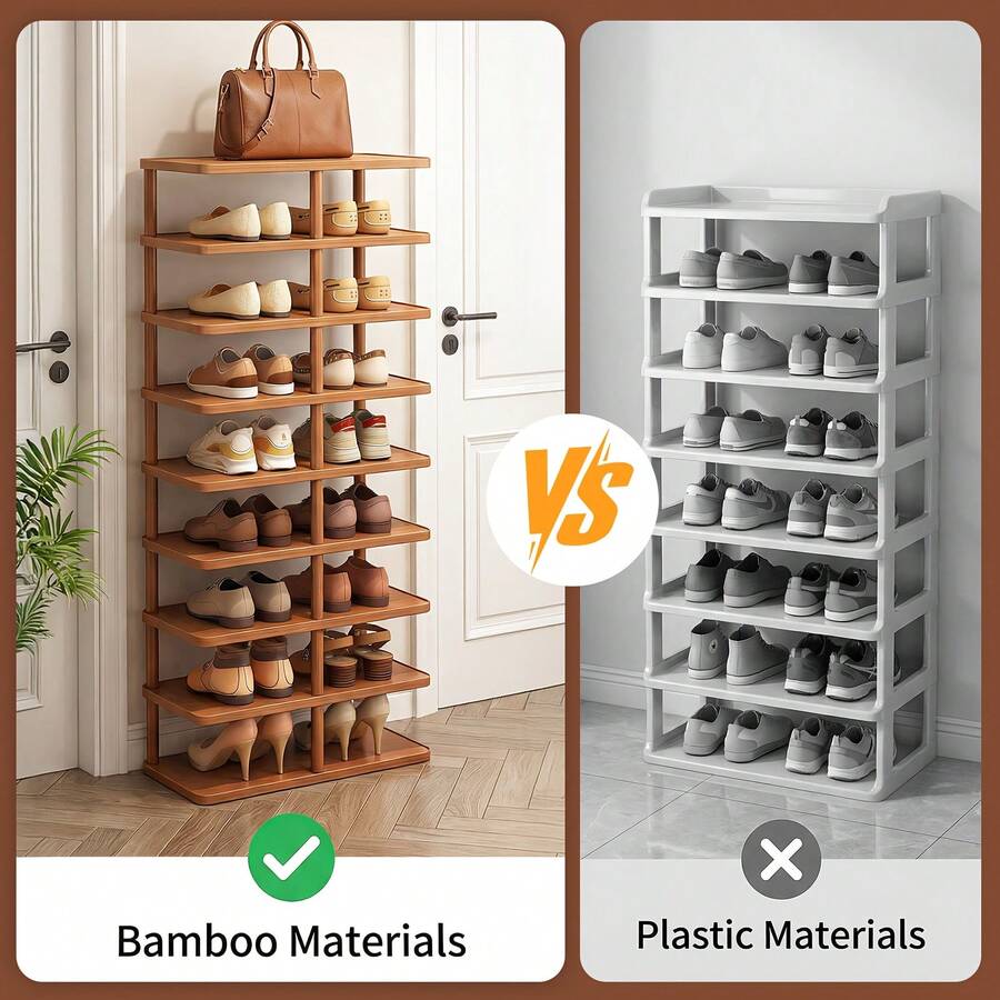 Senmeo Adjustable 5- Or 8-Tier Shoe Organizer, Sturdy Construction, Space-Saving Design, Tool-Free Assembly, Ideal For Closets, Hallways, And Compact Entryways. - 8 Layers - View 1