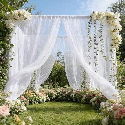 Rèm trong suốt mỏng 5.25 x 10 ft, phông nền lãng mạn, đạo cụ chụp ảnh và trang trí sự kiện hoàn hảo cho đám cưới, đính hôn, sinh nhật và lễ hội