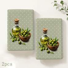 2pcs Green Olive Pattern Kitchen Towels, 6/8pcs Plant Print Dish Cloths, Super Absorbent Microfiber, Machine Washable, Holiday Gift And Cleaning Supplies Decor, Suitable For Holiday Decoration, Cooking, Baking, Housewarming Gift And Cleaning Supplies, Suitable For Kitchen, Bathroom, Toilet - Multicolor - View 11