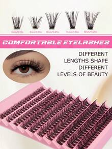 High-Rated 200 Clusters 30D Cat-Eye False Eyelashes, 10-16mm Mixed Length, D Curl. DIY Natural Fluffy Dense Effect, Cost-Effective Eyelashes. Beginner-Friendly, Reusable. Suitable For Daily, Party, Stage Performance Or Holiday Makeup - DD - View 2