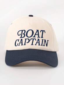 1件男士刺繡 BOAT CAPTAIN 配色棒球帽，個性化字母與鹿刺繡街頭時尚五片帽，戶外防曬休閒帽，適合春秋旅行、海灘度假 - 彩色 - 查看 5