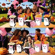 4/12pcs Kemasan Pesta Halloween dengan Motif Hantu dan Pita, Cocok untuk Menyimpan Permen, Popcorn, Nugget Ayam, dan Berbagai Camilan - MultiWarna - View 6
