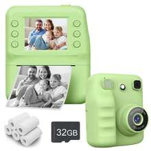 Instant Print Camera With Photo Paper, Designed For Kids To Enjoy Selfie Fun, Combines Instant Imaging And Digital Features, Supports 1080P HD Video Recording To Capture Precious Moments, Built-In MP3 Player And Educational Games, Ideal Gift For Children Aged 3-12, Especially Suitable For Christmas, New Year And Birthday Occasions - Green - View 2