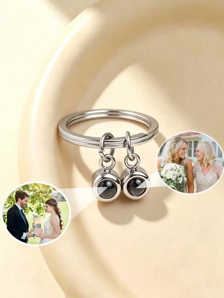 Customized Photo Projection Keychain, Personalized Picture Keyring, Stainless Steel Material, Gift For Boyfriend, Girlfriend, Couples, Suitable For Anniversary, Valentine's Day, Mother's Day, Back To School, Wedding, Daily Accessory - Multicolor - View 12