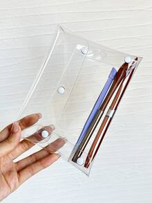 1 Buah Tas Penyimpanan Perjalanan Ringan, Tas Penyimpanan Portabel yang Mudah Dibersihkan untuk Peralatan Kuku, Kuas Rias Transparan PVC, Kuas Kuku, Perhiasan, Peralatan Penataan Rambut - Clear - View 5