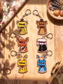 1Pc/6Pcs Night Game Character Q Version Cartoon Acrylic Keychain Set, Horror Game Alien Character Pendant, Backpack Bag Car Key Decoration, Game Fan Collection, Birthday Gift, Friend Exchange Small Accessory - Multicolor - View 5
