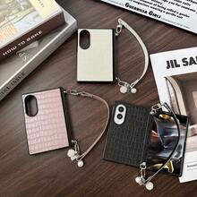 PU Leather Crocodile Pattern Phone Case With Hinge Protection, Comes With A Matching Wrist Strap, Hard PC Backplate Protective Phone Cover, Compatible With Samsung Galaxy Z Fold 8 - Black - View 2