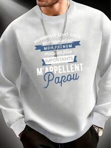 Fashionable Casual Sports Simple Printed Soft And Comfortable Crew Neck Sweatshirt - 灰色 - 查看 7