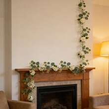 Eucalyptus Leaves And Baby's Breath Artificial Vine, Home Wedding Tabletop Greenery Decoration - White Flowering Vines - View 8