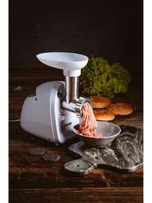 Adler Meat Grinder, Meat Mincer, Sausage Maker, Meat Mincing Machine - Reverse Function, 3 Sieves 3/5/7mm, Sausage Stuffer Attachment, 350W (Max 1500W), Pusher Included, White - EU E Type Plug(220-240V) - View 10