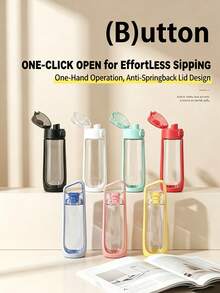 Kor Dual Use Water Bottle With Straw Portable Square Clear Water Cup Dual Drinking Modes Leakproof Travel Sports Drinking Bottle For Girls - 黃色 - 查看 5