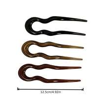 3-teiliges Set französische Wellen-U-förmige Haarspangen – Acryl-Dutt-Styling-Accessoires; rutschfeste Haargabeln für dickes und feines Haar - Verschiedenfarbig - Übersicht 3