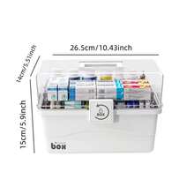 Large Capacity Dust-Proof Medicine Box, Specialized Medication Organizer Storage Box, Multi-Layer Spacious First Aid Kit, Suitable For Home And Dorm Use, Durable Plastic, Sturdy And Reliable, White. - White - View 6