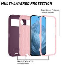 Anti-Drop Anti-Shock Anti-Wear Full Body Protection Phone Case, Durable And Sturdy, 3-In-1 Protective Case Compatible With Iphone, Galaxy And Other Phones - Wine Pink - View 55