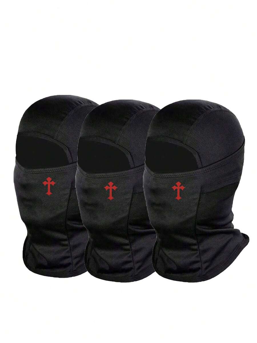 2pcs/1pc/3pcs Unisex Solid Color Printed Balaclava Hat Set, Single Hole Head Cover, Full Face Mask For Cycling, Suitable For Daily Wear And Outdoor Activities - Style 10 - View 1