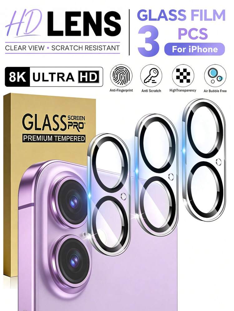 3pcs (Clear) Camera Lens Protector Film Compatible With Iphone 17 (6.3 Inch), 9H Tempered Glass, Compatible With IPhone 18 Pro Max/18 Pro/17 Pro Max/17 Pro/16 Pro Max/16 Pro/16/16 Plus/15 Pro Max/15 Pro/15/15 Plus/14 Pro Max/14 Pro/14/14 Plus/13/12/11, Anti-Scratch, Compatible With Protective Cases, Does Not Affect Night Photography, High Definition Transparent - Clear - View 28