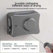 Retractable Clothesline - Portable Heavy Duty Indoor And Outdoor Washing Line - Wall Mounted Drying Rack Clothing Line Retracting Hanging Lock To Prevent Sagging - XJZM003 - View 9