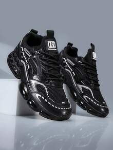 Lightweight Men's Casual Versatile Sports Shoes - Comfortable & Breathable With Shock Absorption, Suitable For Outdoor Activities - Black - View 4