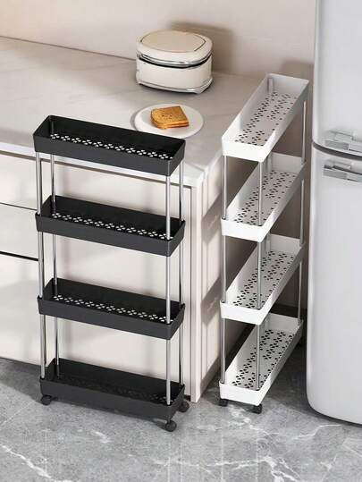 Rak Penyimpanan Dapur, Troli Bergulir Multifungsi, Penyimpanan Bertingkat dengan Roda, Pengatur Ruang Hemat Tempat dan Pengeringan, Cocok untuk Dapur, Ruang Tamu, Kamar Mandi, Kamar Tidur, dan Penyimpanan Sudut Ruang Cuci