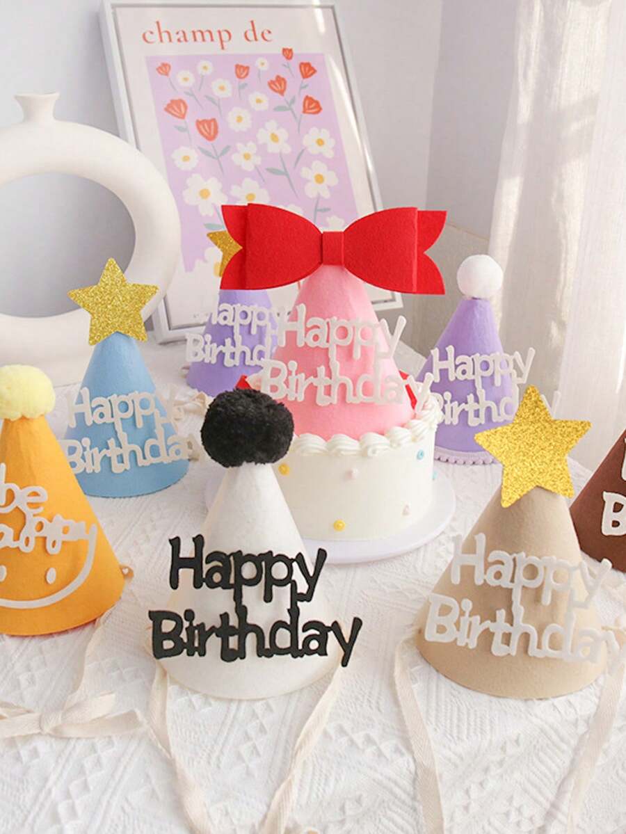 Birthday Party Hats, Suitable For Birthday Party Decoration, Party Decoration, Family Gathering Decoration, Photo Props, Creating Festive Atmosphere - Multicolor - View 1
