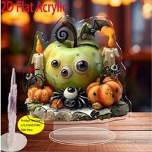 2D Acryl Tischdekoration, geeignet für Zuhause, Büro, Party - Kürbis-Laternen-Design - Halloween, Thanksgiving, perfektes Geschenk - keine Stromversorgung erforderlich, ganzjährige Feiertagsdekoration, Feiertags-Tischdekoration - Übersicht 3