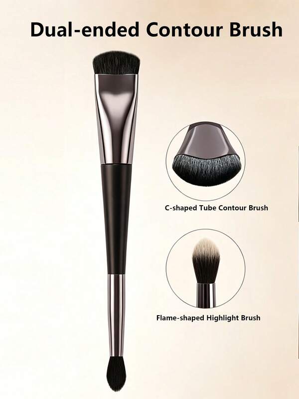 Dual-Ended C-Shaped Contour Brush, Nose Shadow Brush, For Sculpting And Defining 3D Nose