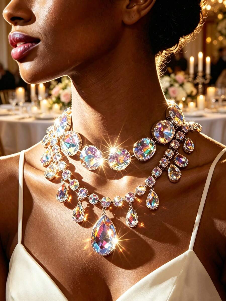 Women's Elegant Rhinestone Decorated Multi-Layer Necklace