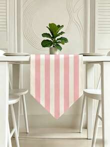 1pc,Crafted Table Runner,Bohemian Style,Simple Striped Pattern Triangular Table Runner,Pointed Asymmetrical Table Runner,Microwave Dust Cover,Protective Cover,Rectangular Tablecloth,Washable,Suitable For Home Dinner,Coffee Table,Kitchen And Dining Room Decor,Dining Table Decoration Party And Scene Decoration,Home Decor,Outdoor Patio Table Runner Decoration,Entryway Decoration,Fireplace Cloth Decoration - Pink - View 1