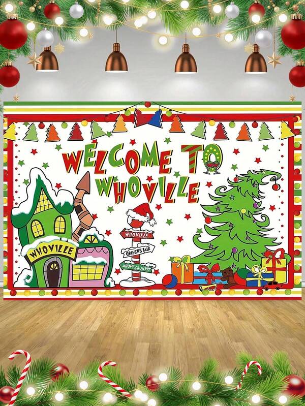 The Grinch 1Pc Grinchs Themed Christmas Decorations And Backdrops, Perfect For Parties And Birthdays, And Ideal As Holiday Decorations And Photo Props.