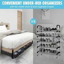24/12 Grid Foldable Underbed Shoe Storage Box, Non-Woven Fabric Dust-Proof Stackable Shoe Organizer, 2mm Thick Cardboard, Space-Saving And Sturdy, Suitable For High Heels And Sneakers, 29.3 Inches, Essential Home Storage For Wardrobe, Bedroom, Dorm - View 6