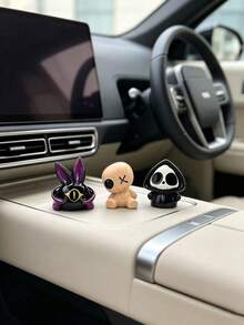 Dark Style Ghost Plush Black Cat Car Dashboard Ornament, Quirky Skeleton Rabbit Interior Decor, Cool Dark Aesthetic Combination Car Accessories, One-Eyed Black Cat Plush Doll Car Dashboard Ornament - Ghost Skeleton Cat - View 9